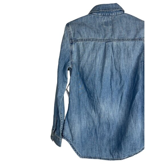 Gap Kids Girls Denim Chambray Button Down Shirt Blue Small S Long Sleeve - Picture 9 of 10